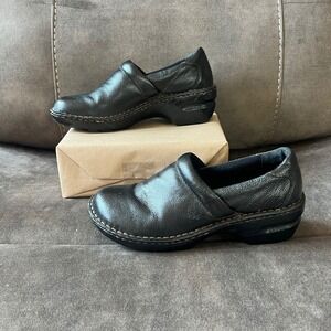 b.o.c Born Women's Leather Slip-On Clog Comfort Work Shoes Size 9.5 Black BC3433